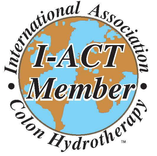 A circle with the words international association colon hydrotherapy and i-act member in it.